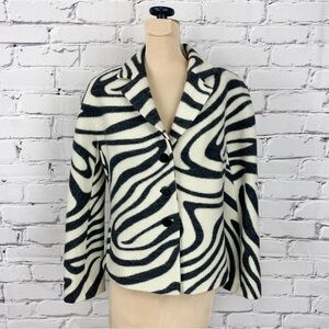 Lafayette 148 New York Jacket Blazer Size 2 Wool Animal Print Office Mob Wife